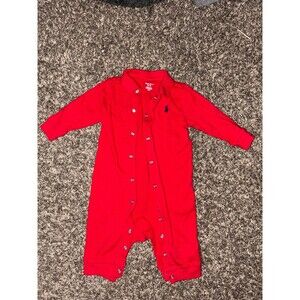 Ralph Lauren Baby Red Jumpsuit Size 6-9m Preowned